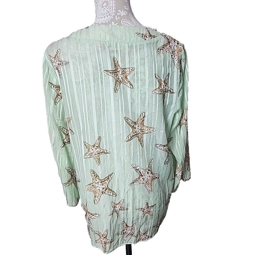 Soft Surroundings Stella Marina Tunic Top Green Beach Shell Women's Large - Picture 5 of 9